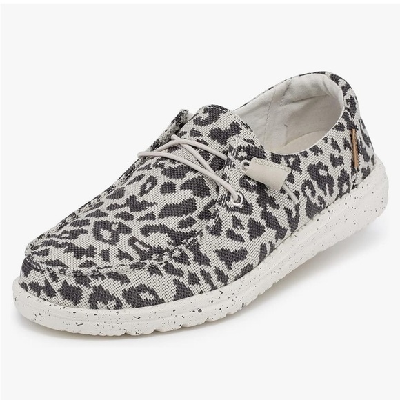 Hey Dude Shoes - Hey Dude Womens Wendy Slip On Loafer Shoes Grey Cheetah